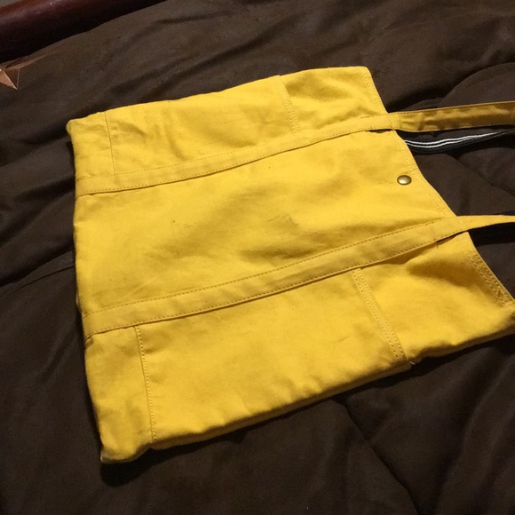 J. CREW yellow tote bag with navy and white trim - Picture 9 of 9